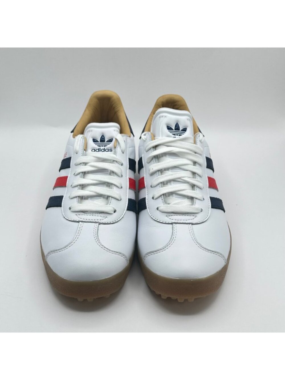 Men's Adidas Gazelle Leather White Spikeless Golf Shoes Size 9 JP7705 NEW - Picture 2 of 8